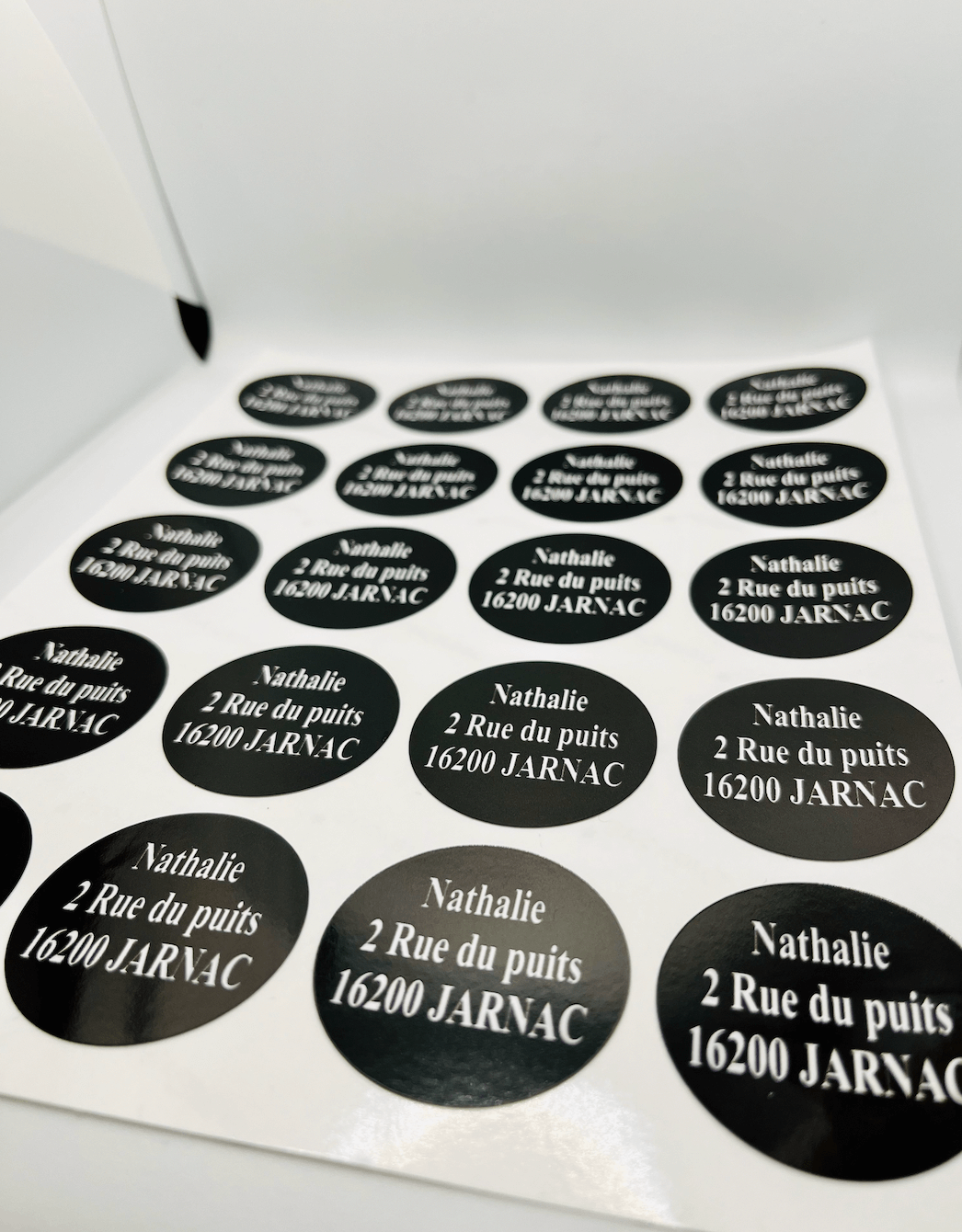 Planche d'étiquettes rondes