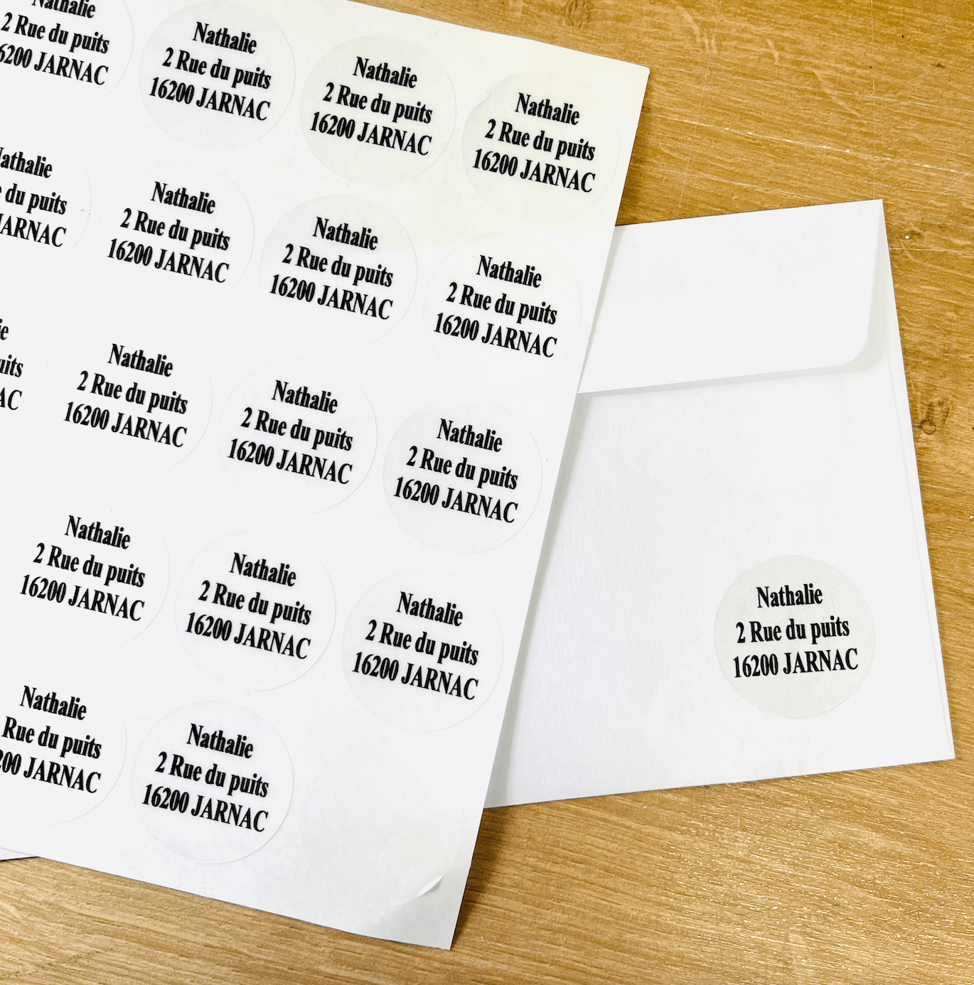 Planche d'étiquettes ovales transparentes