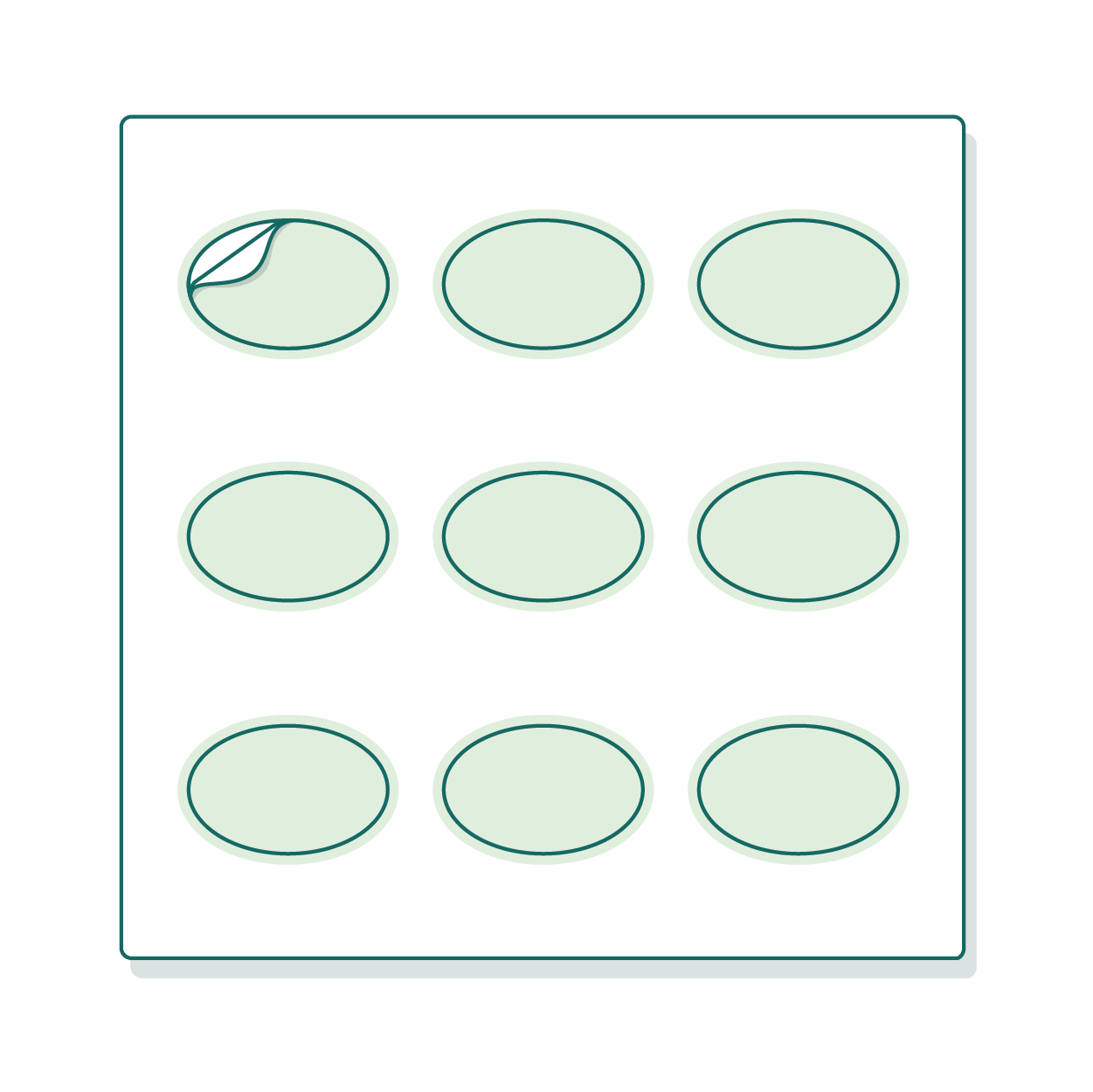 Planche d'étiquettes ovales