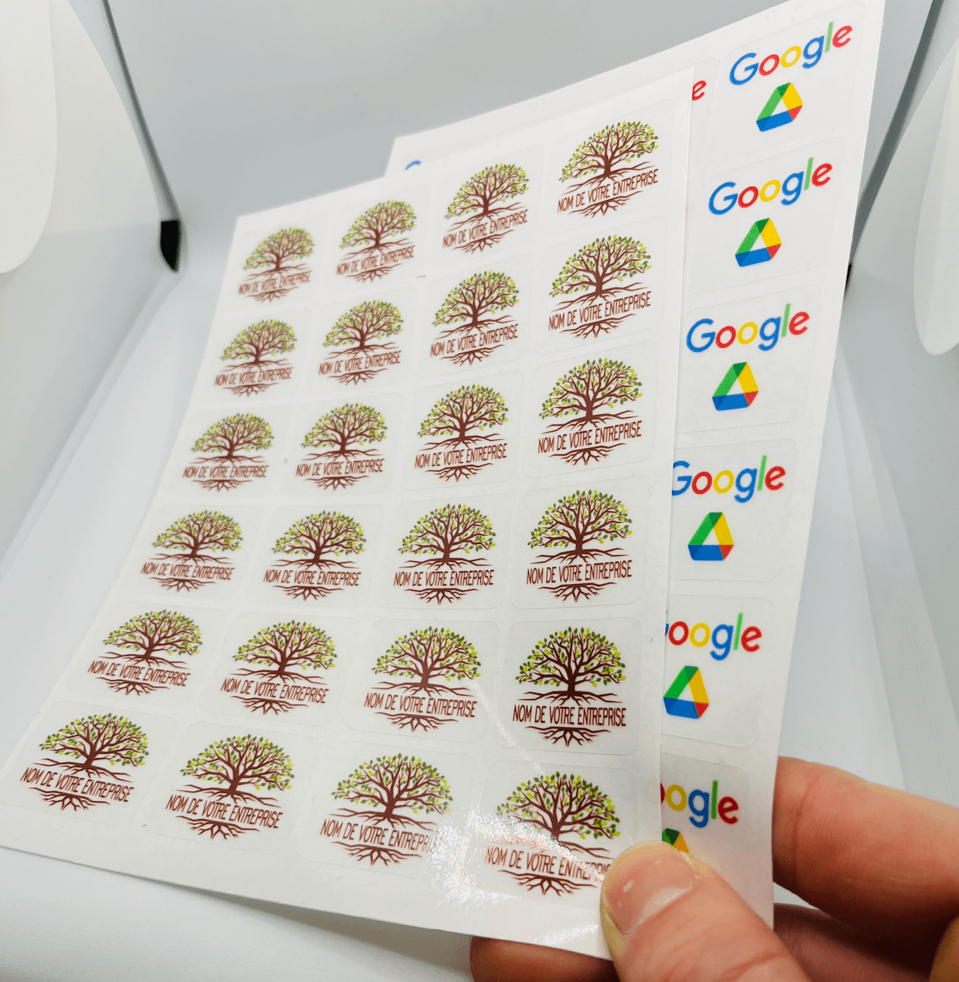 Planche d'étiquettes arrondis transparentes