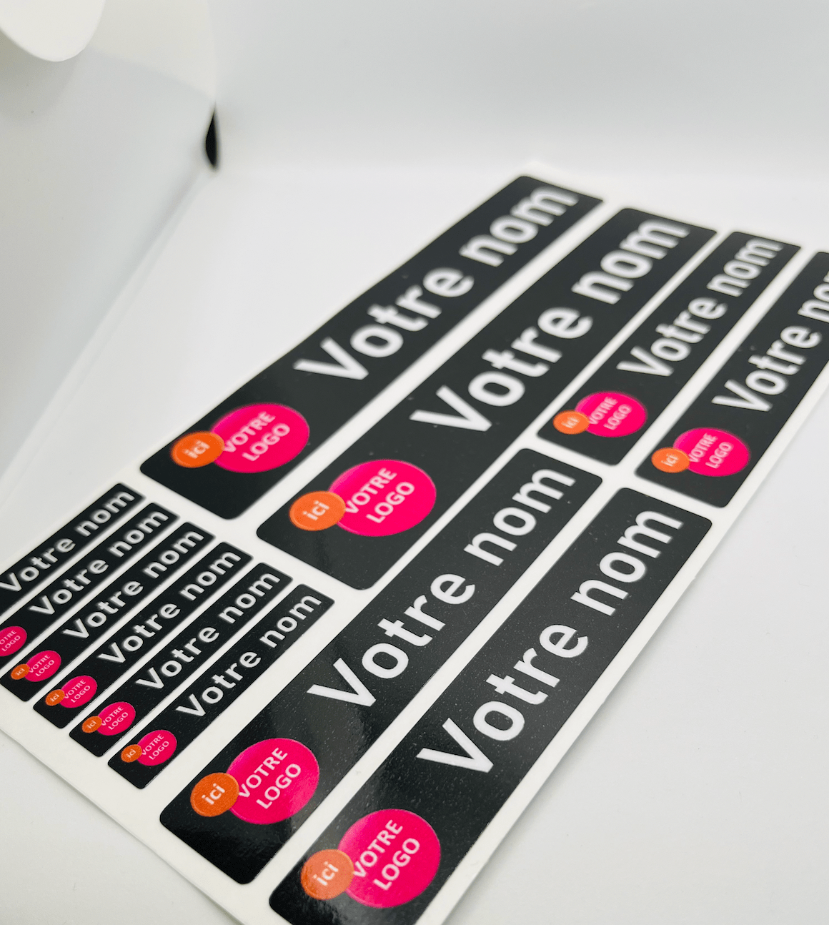 Pack x12 Stickers Noir Nom prénom vélo casque sticker autocollant personnalisé