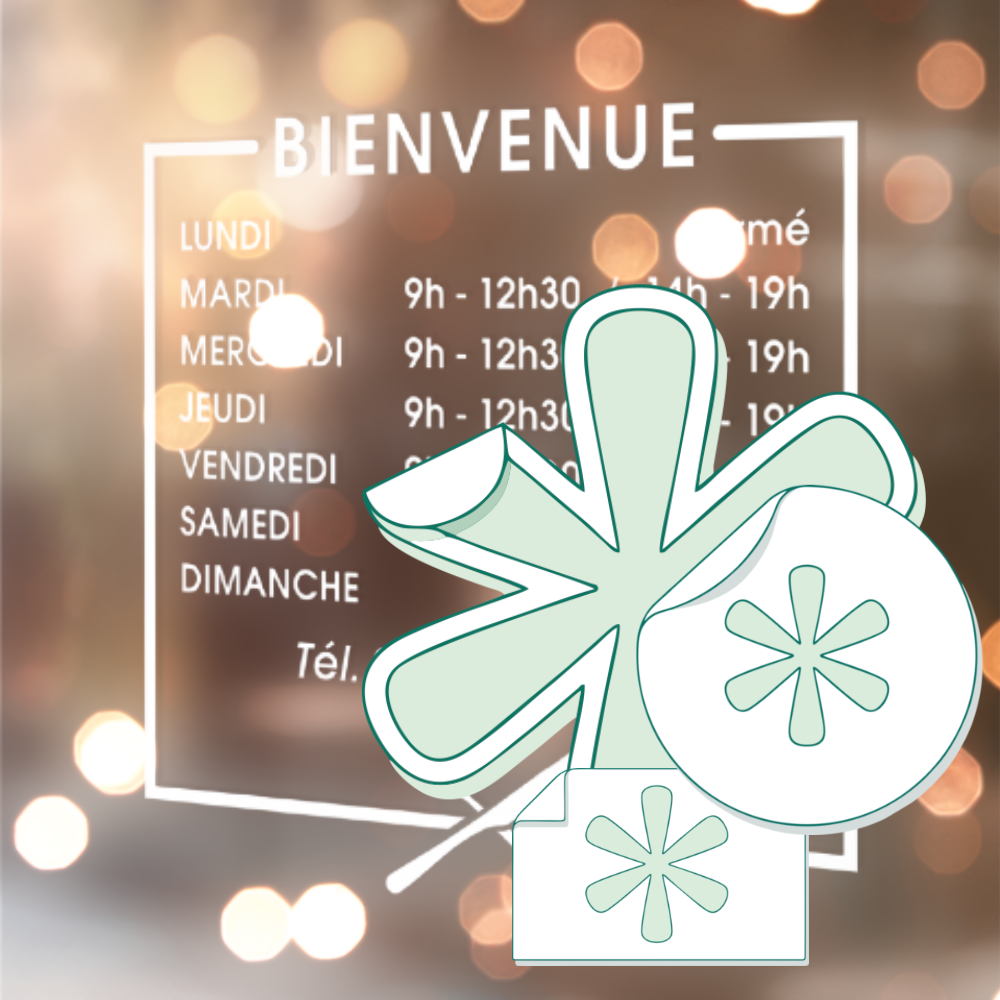 Sticker autocollant horaire d'ouverture personnalisé