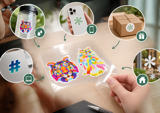Sticker transparent personnalisé adapté à différents usages