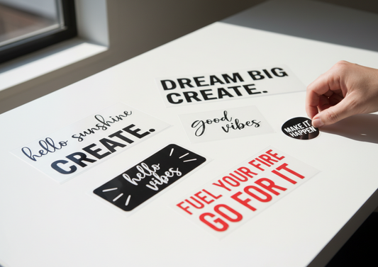 stickers texte personnalisés avec choix de police taille couleur finition