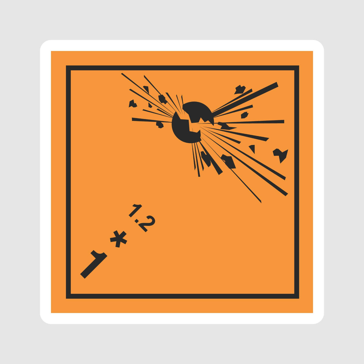 Sticker ADR Classe 1.2 – Explosifs – Risque de projection – StickerGreen