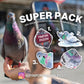 Pack de 4 autocollants Pigeons | Collection Pinpon Pigeon x StickerGreen