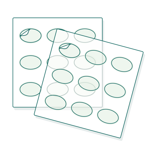 Planche d'étiquettes ovales transparentes