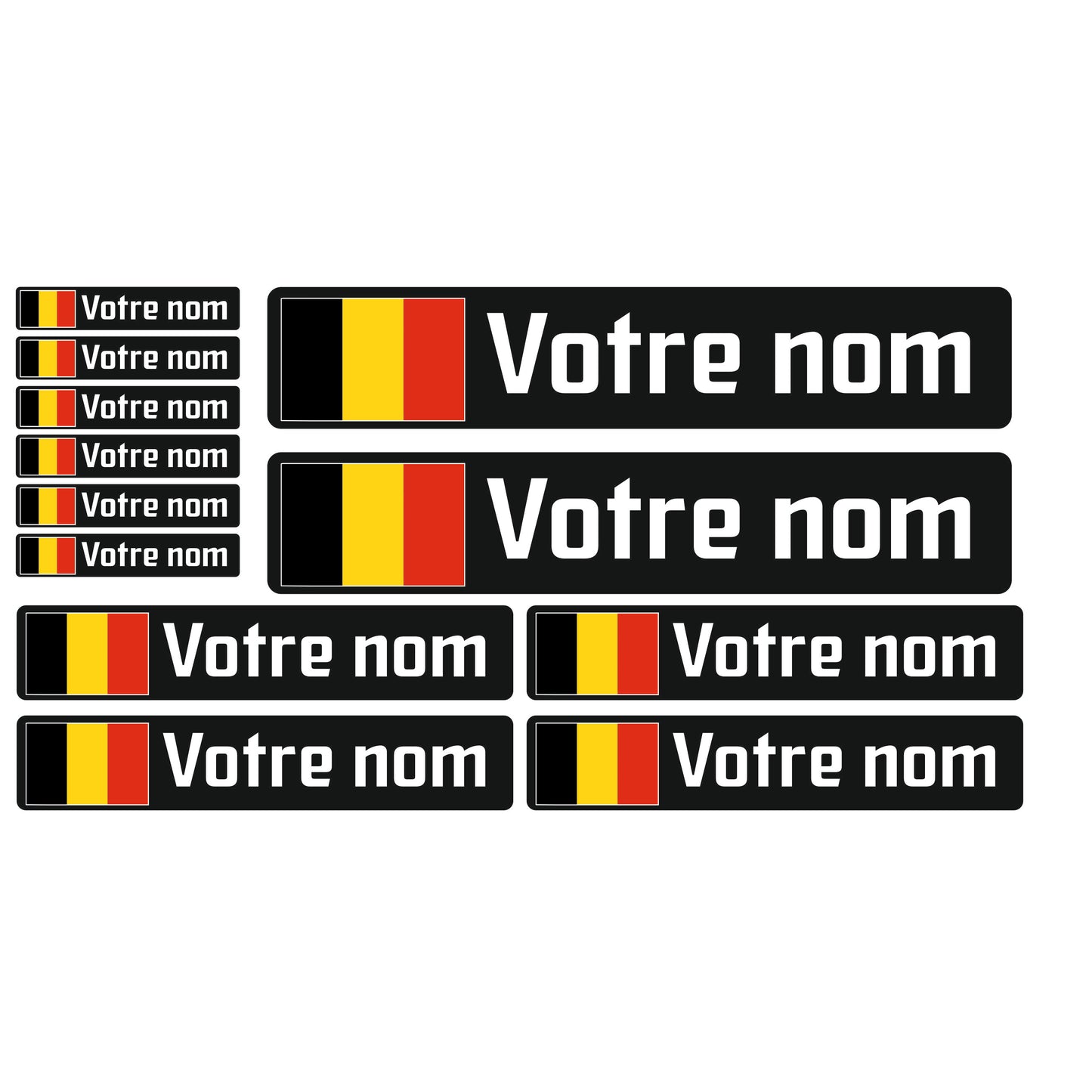 Pack x12 Stickers Belgique noir Nom prénom vélo casque sticker autocol –  StickerGreen