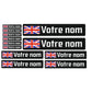 Pack x12 Stickers Royaume unis UK noir Nom prénom vélo casque sticker autocollant personnalisé