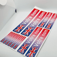 Pack x12 Stickers Royaume unis UK couleurs Nom prénom vélo casque sticker autocollant personnalisé