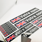 Pack x12 Stickers Royaume unis UK noir Nom prénom vélo casque sticker autocollant personnalisé