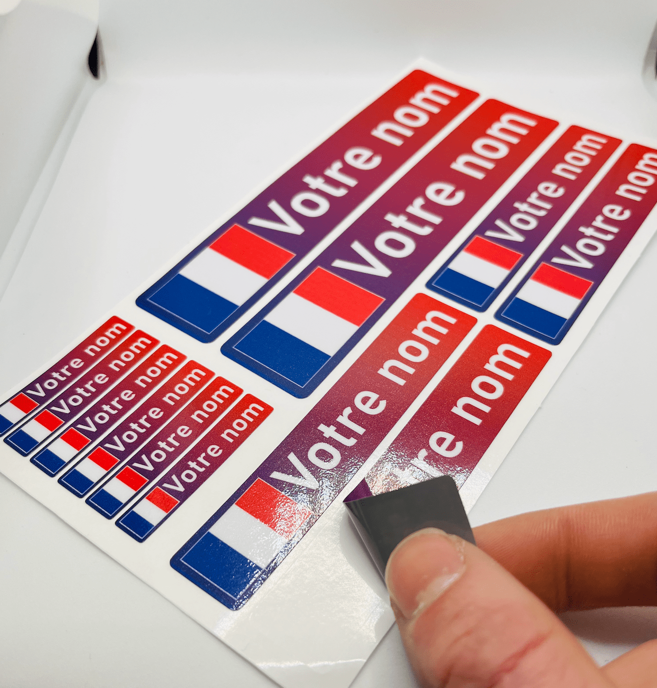Pack x12 Stickers France couleurs Nom prénom vélo casque sticker autocollant personnalisé