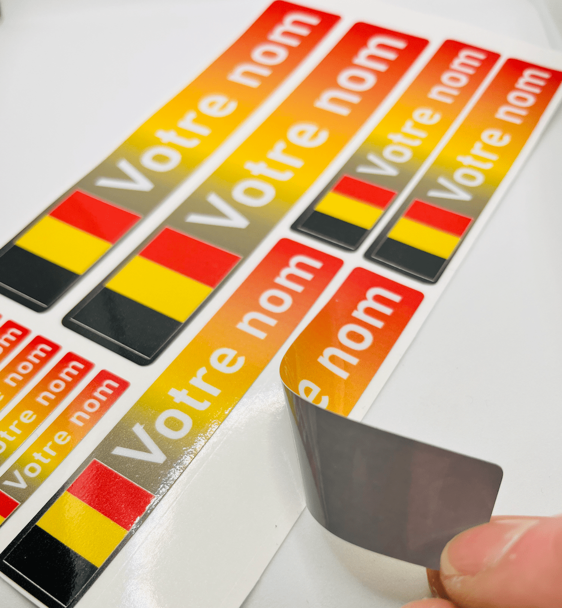 Pack x12 Stickers Belgique couleurs Nom prénom vélo casque sticker autocollant personnalisé